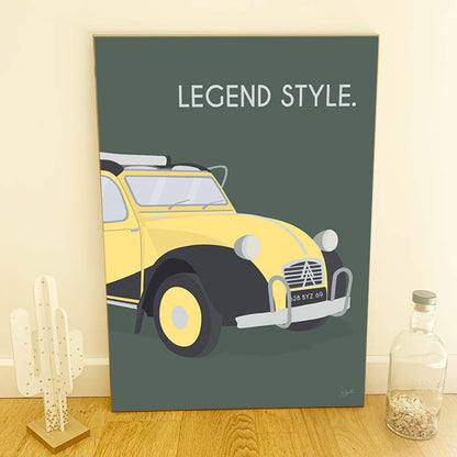Affiche 2CV vintage – décoration murale inspirée de la célèbre Citroën 2CV et de l’esprit rétro français.