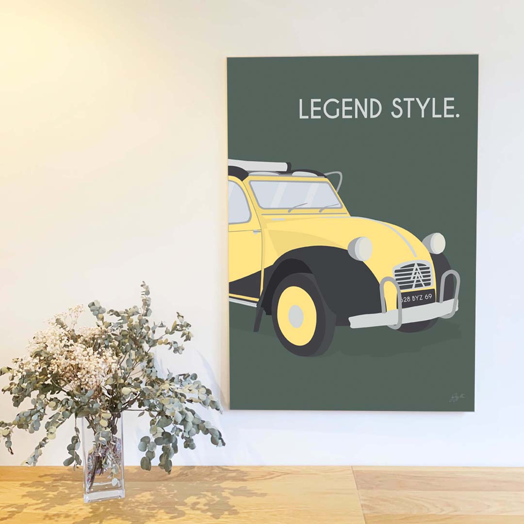 Affiche 2CV vintage – décoration murale inspirée de la célèbre Citroën 2CV et de l’esprit rétro français.