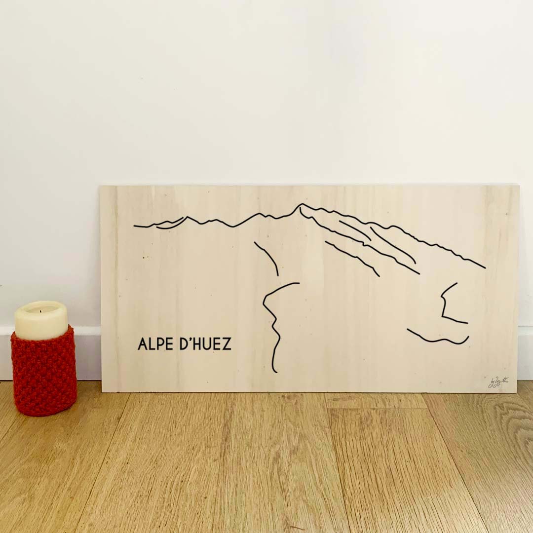 Affiche décorative Alpe d'Huez vintage représentant la célèbre station de ski des Alpes françaises.