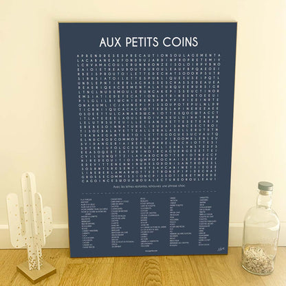 Affiche Aux Petits Coins – décoration murale humoristique pour toilettes.