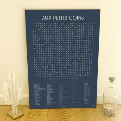 Affiche Aux Petits Coins – décoration murale humoristique pour toilettes.