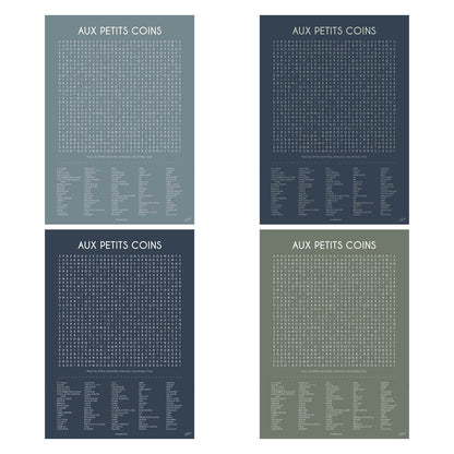 Affiche Aux Petits Coins – décoration murale humoristique pour toilettes.