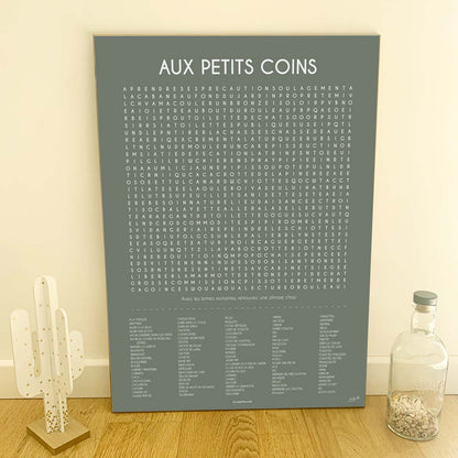 Affiche Aux Petits Coins – décoration murale humoristique pour toilettes.