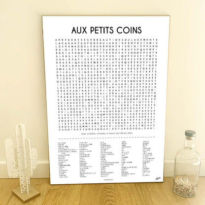 Affiche Aux Petits Coins – décoration murale humoristique pour toilettes.