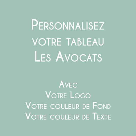 Affiche personnalisée Les Avocats avec logo et couleurs du cabinet d'avocat.