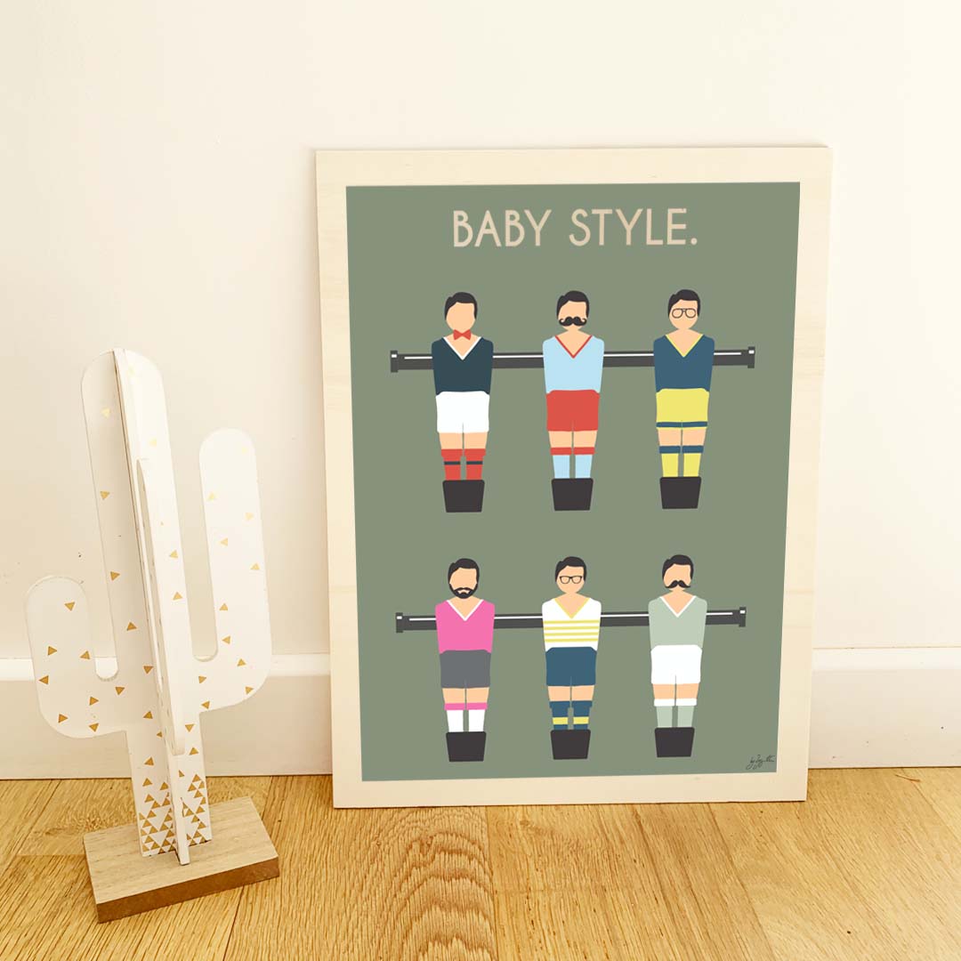 Affiche babyfoot vintage – décoration murale rétro inspirée du célèbre jeu de café et des moments de convivialité.