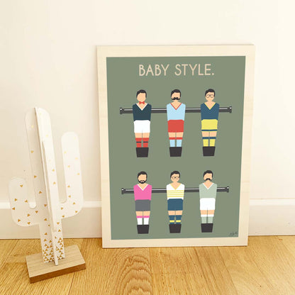Affiche babyfoot vintage – décoration murale rétro inspirée du célèbre jeu de café et des moments de convivialité.