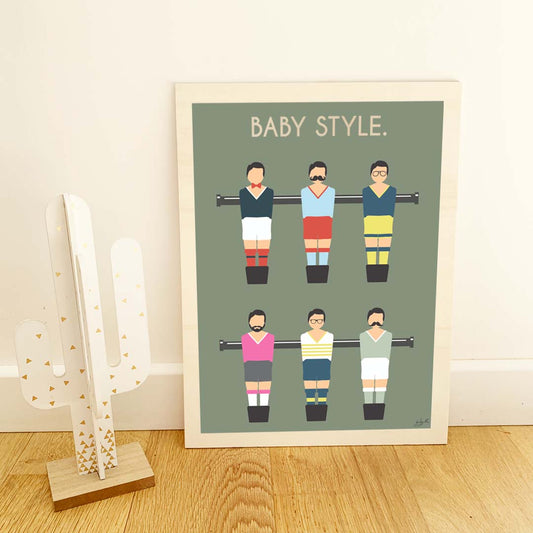 Affiche babyfoot vintage – décoration murale rétro inspirée du célèbre jeu de café et des moments de convivialité.