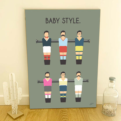 Affiche babyfoot vintage – décoration murale rétro inspirée du célèbre jeu de café et des moments de convivialité.