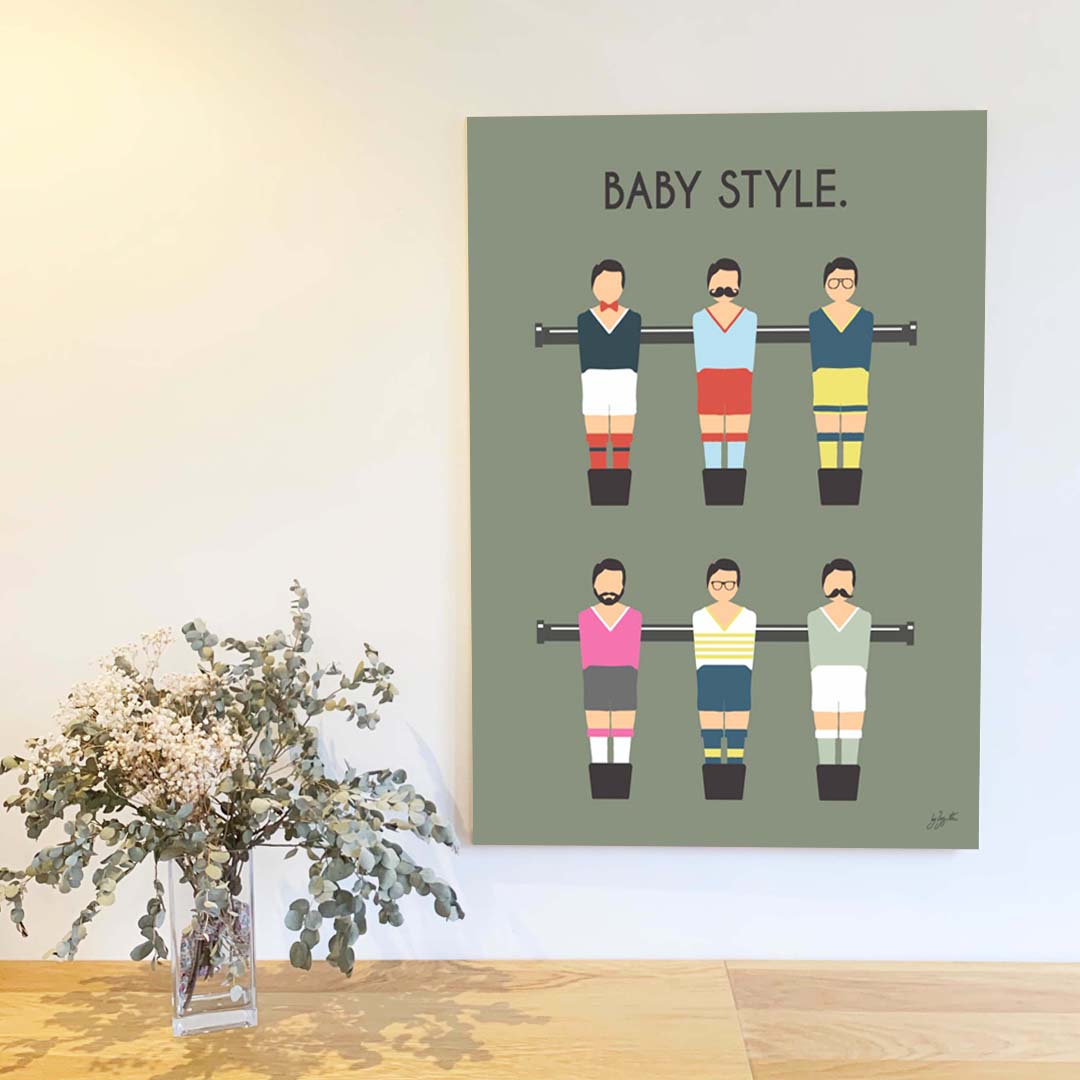 Affiche babyfoot vintage – décoration murale rétro inspirée du célèbre jeu de café et des moments de convivialité.