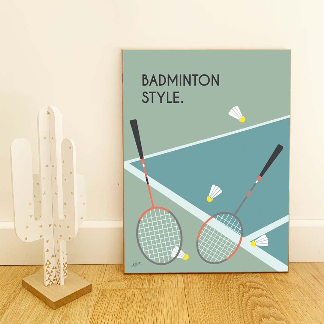 Affiche badminton vintage – décoration murale inspirée du badminton, de la compétition et des sports de raquette