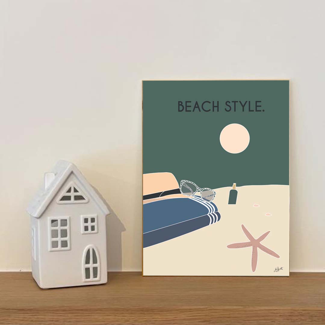Affiche bord de mer vacances – décoration murale inspirée de la plage, de l’océan et de l’évasion.