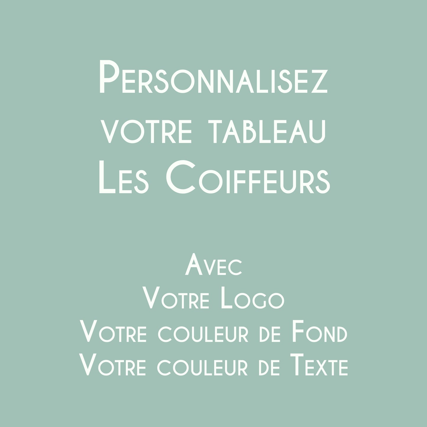 Affiche personnalisée Les Coiffeurs avec logo et couleurs du salon de coiffure.