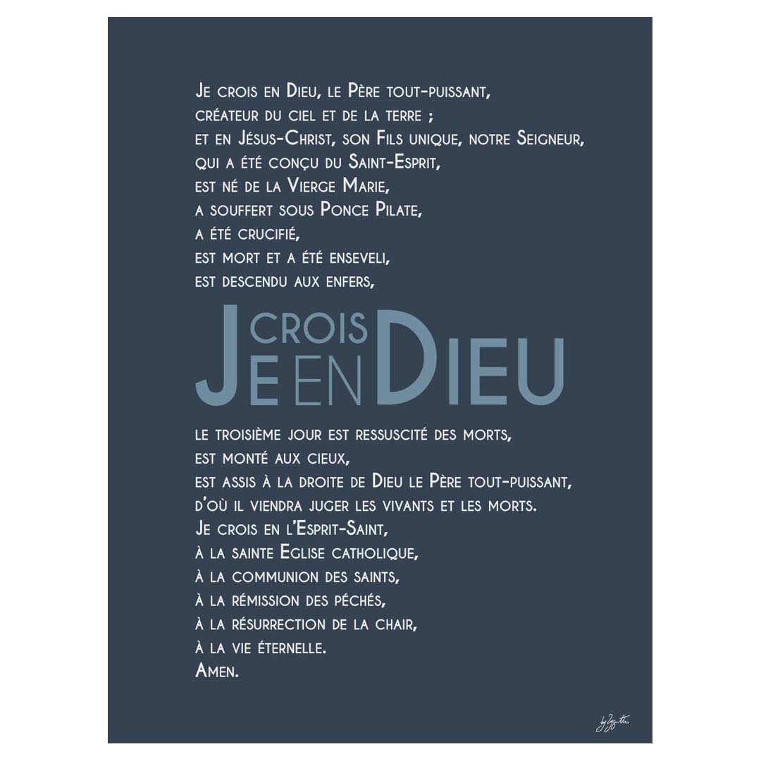 Affiche Credo – décoration murale chrétienne mettant en valeur la profession de foi catholique.