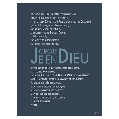 Affiche Credo – décoration murale chrétienne mettant en valeur la profession de foi catholique.