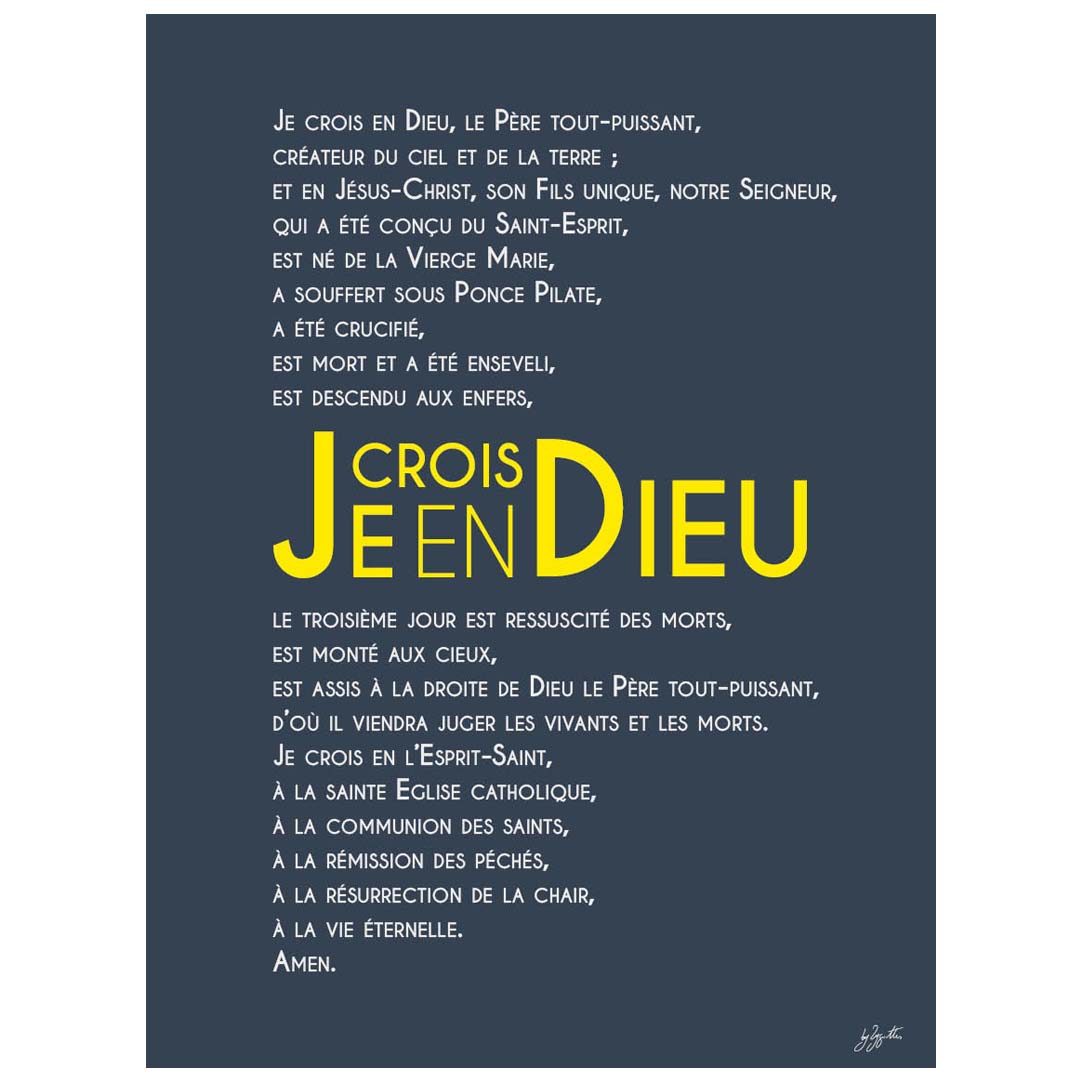 Affiche Credo – décoration murale chrétienne mettant en valeur la profession de foi catholique.
