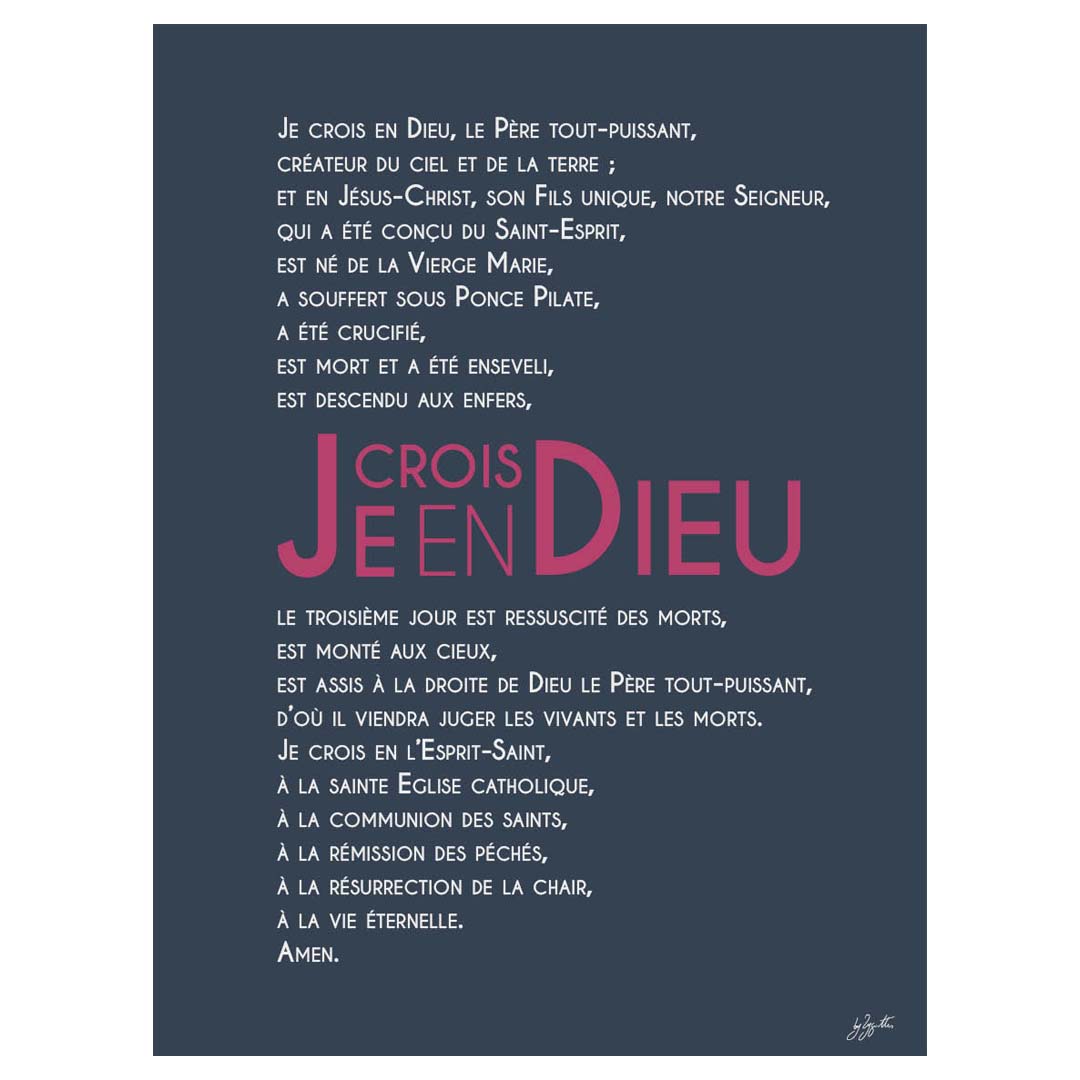 Affiche Credo – décoration murale chrétienne mettant en valeur la profession de foi catholique.