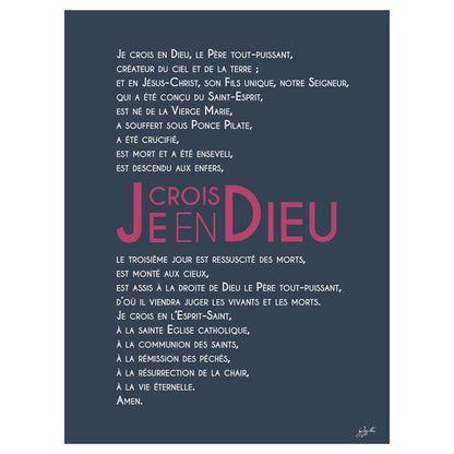 Affiche Credo – décoration murale chrétienne mettant en valeur la profession de foi catholique.