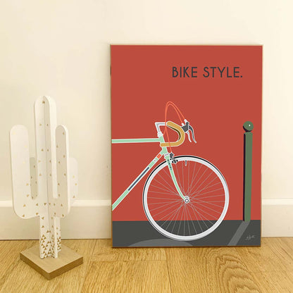 Affiche cyclisme lifestyle – décoration murale inspirée du vélo, de l’aventure et de la liberté des grands espaces.