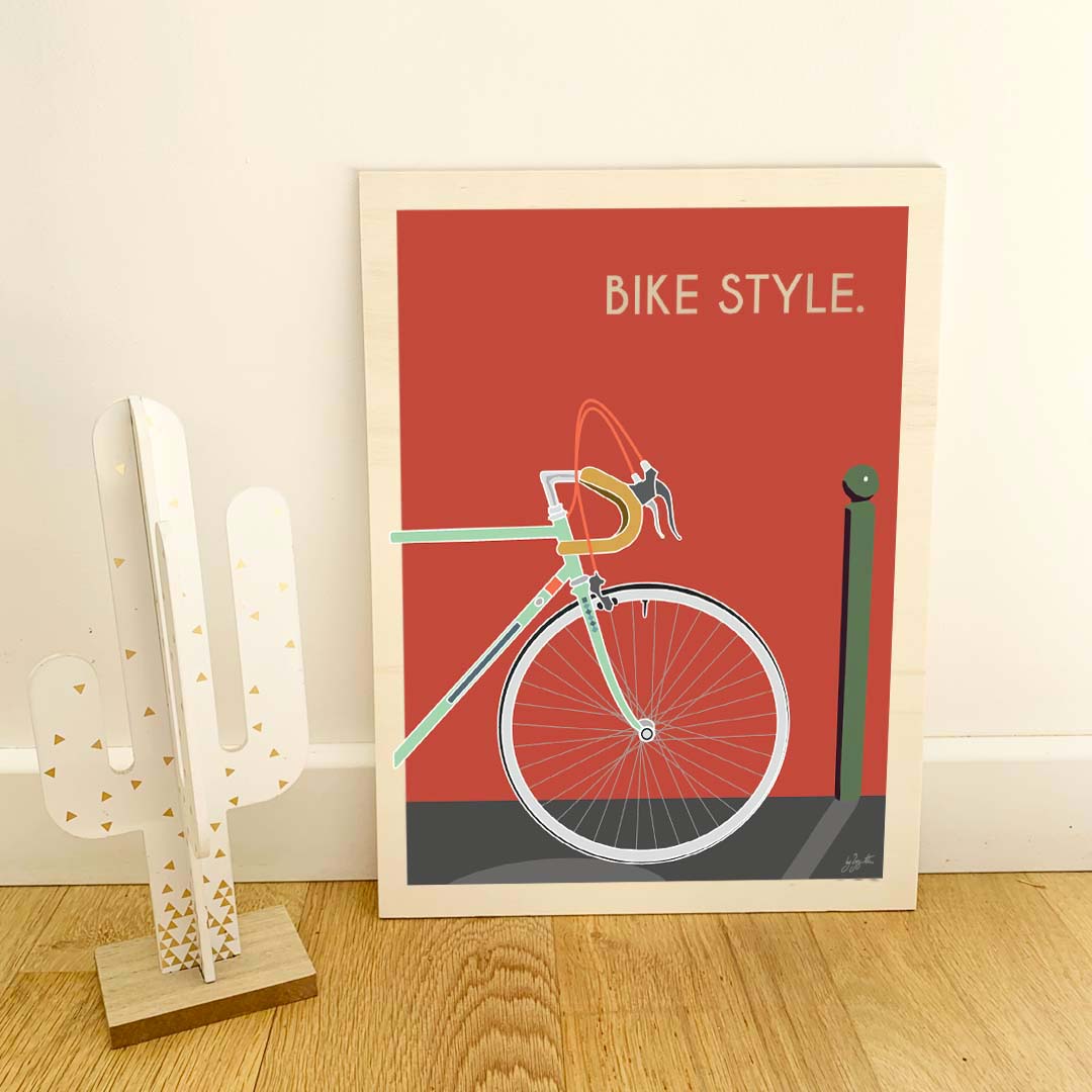 Affiche cyclisme lifestyle – décoration murale inspirée du vélo, de l’aventure et de la liberté des grands espaces.