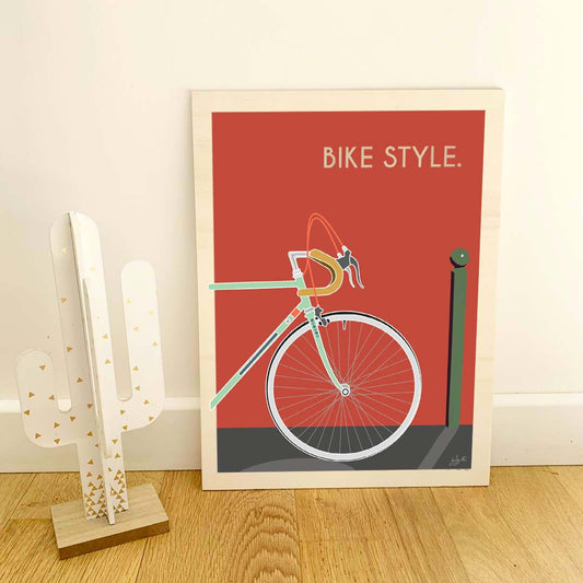 Affiche cyclisme lifestyle – décoration murale inspirée du vélo, de l’aventure et de la liberté des grands espaces.