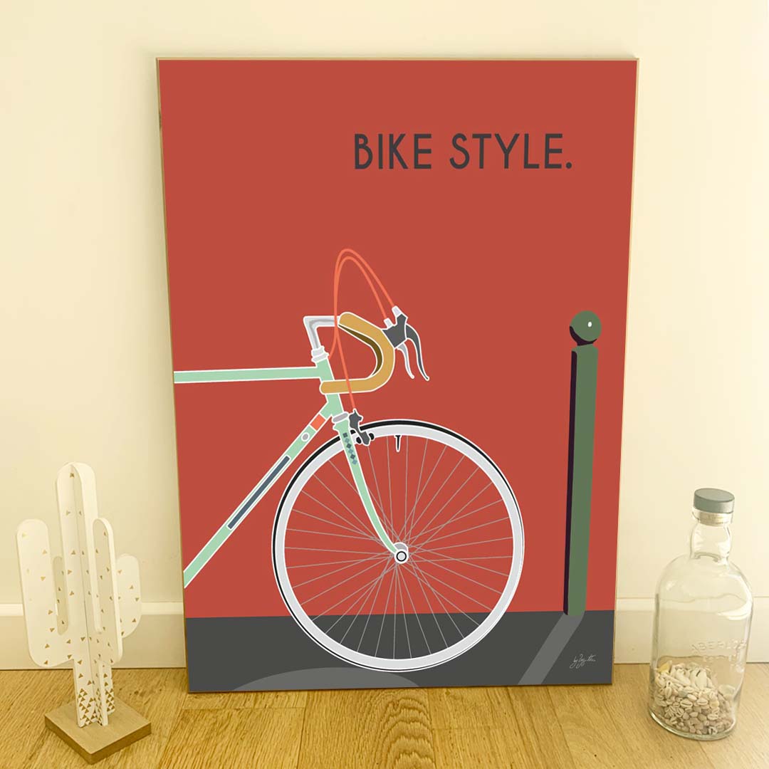Affiche cyclisme lifestyle – décoration murale inspirée du vélo, de l’aventure et de la liberté des grands espaces.