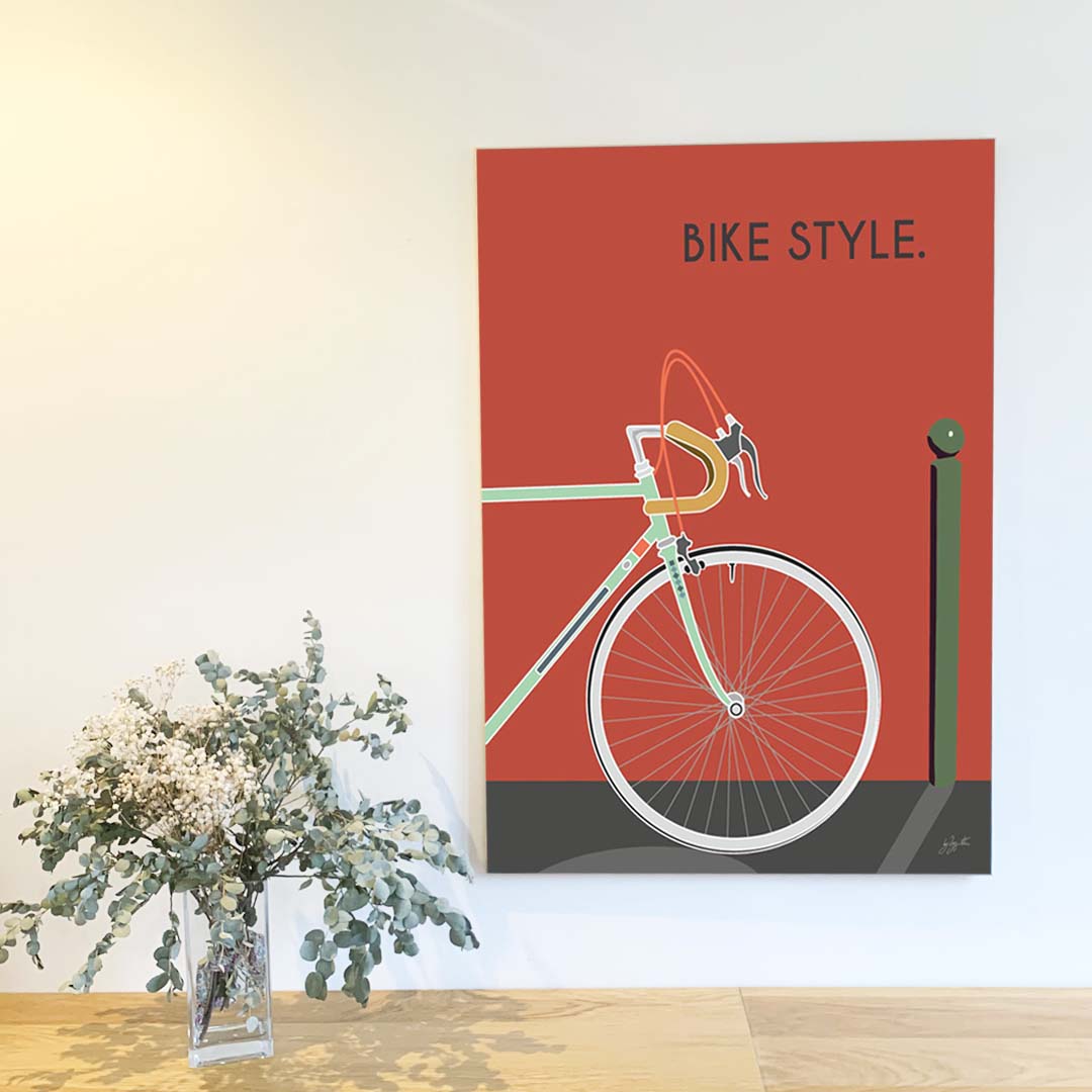 Affiche cyclisme lifestyle – décoration murale inspirée du vélo, de l’aventure et de la liberté des grands espaces.