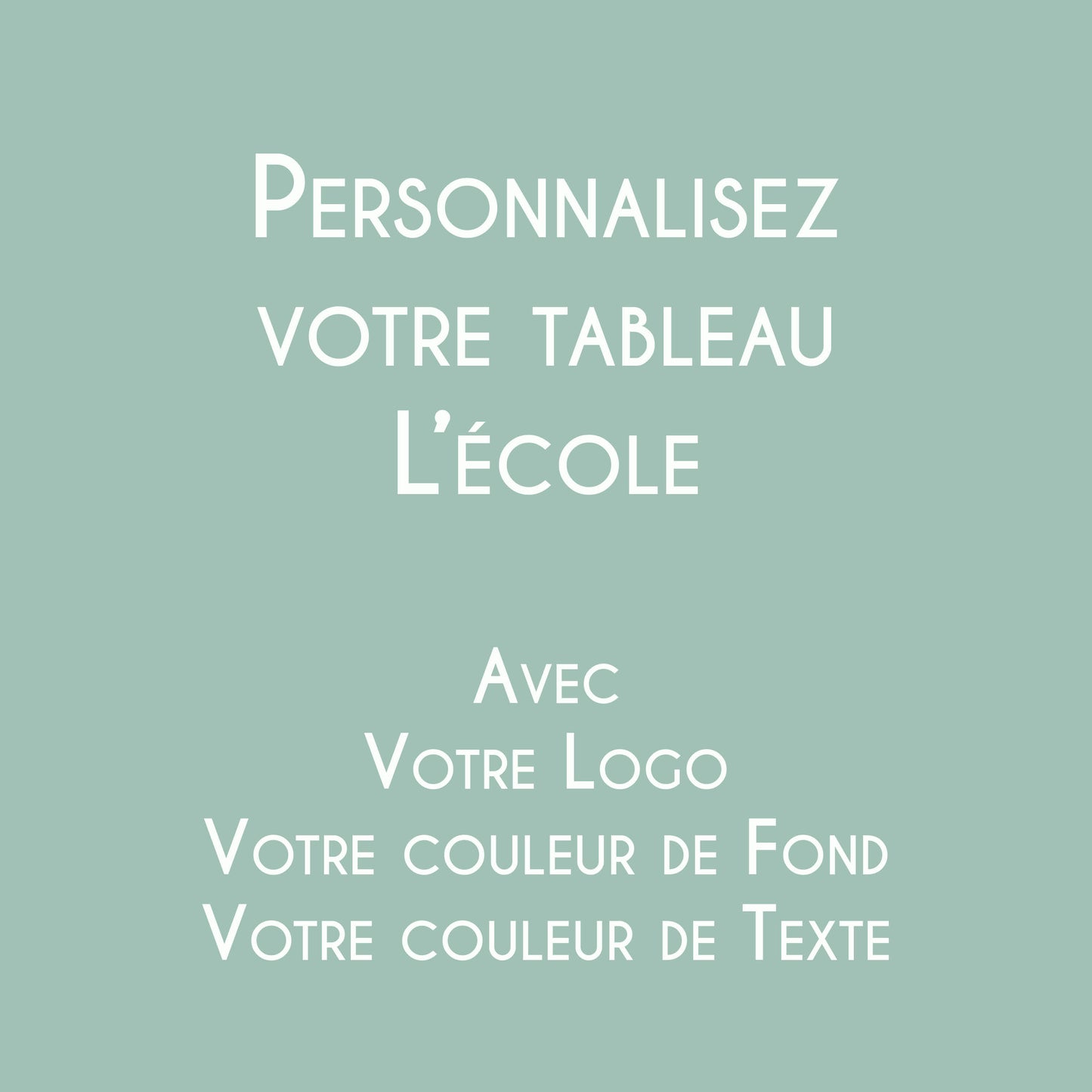 Affiche À l'École personnalisée avec logo et couleurs de l'établissement scolaire, décoration murale éducative fabriquée en France par By Zygottes.
