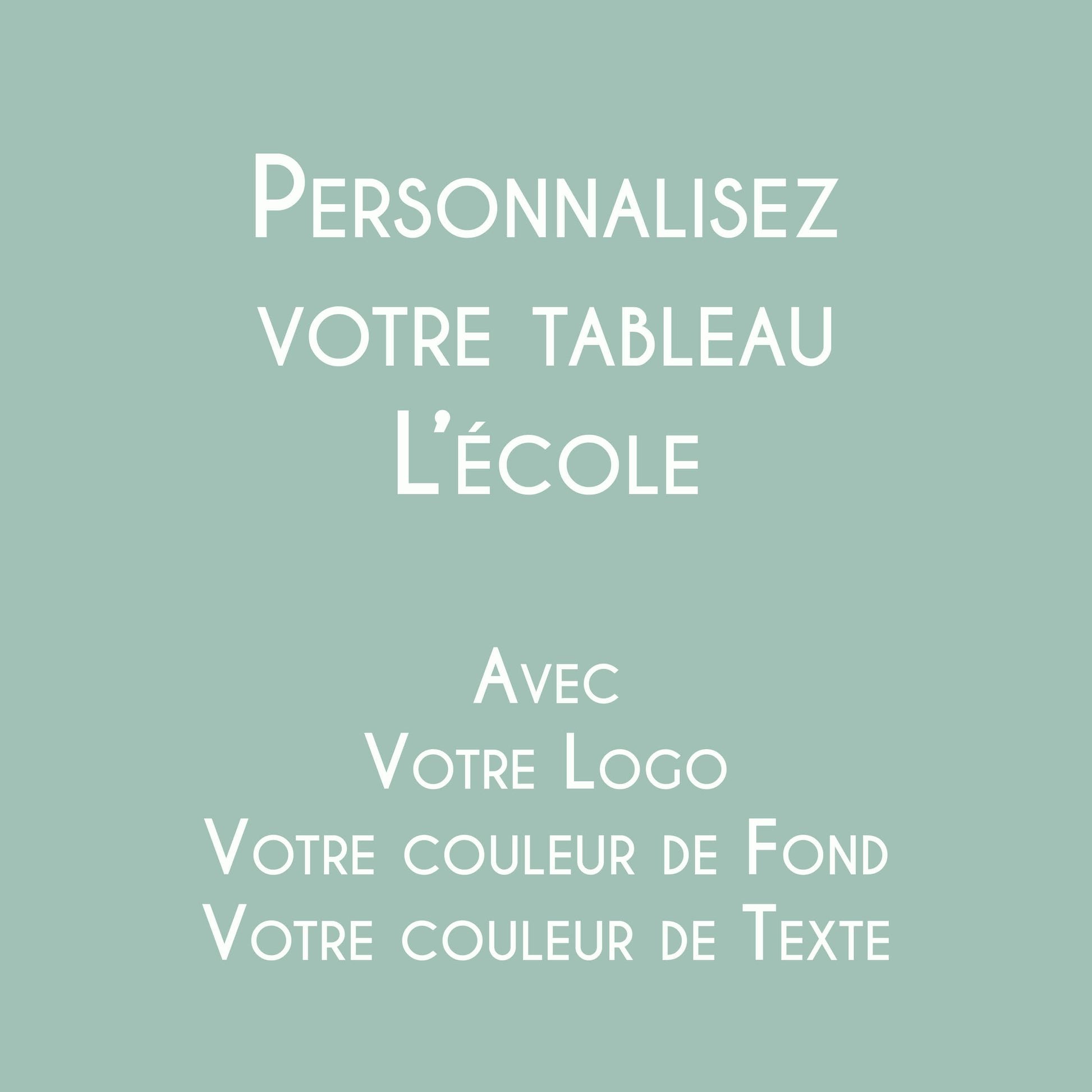 Affiche À l'École personnalisée avec logo et couleurs de l'établissement scolaire, décoration murale éducative fabriquée en France par By Zygottes.