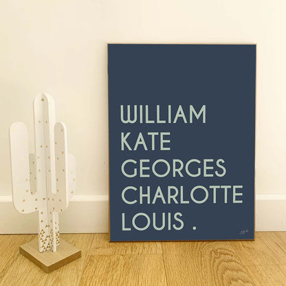 Affiche Famille personnalisée avec noms de famille, décoration murale moderne fabriquée en France.