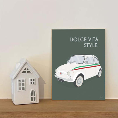 Affiche Fiat Italie – décoration murale inspirée de la Fiat vintage et de l’art de vivre italien.