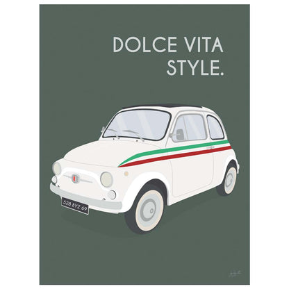 Affiche Fiat Italie – décoration murale inspirée de la Fiat vintage et de l’art de vivre italien.