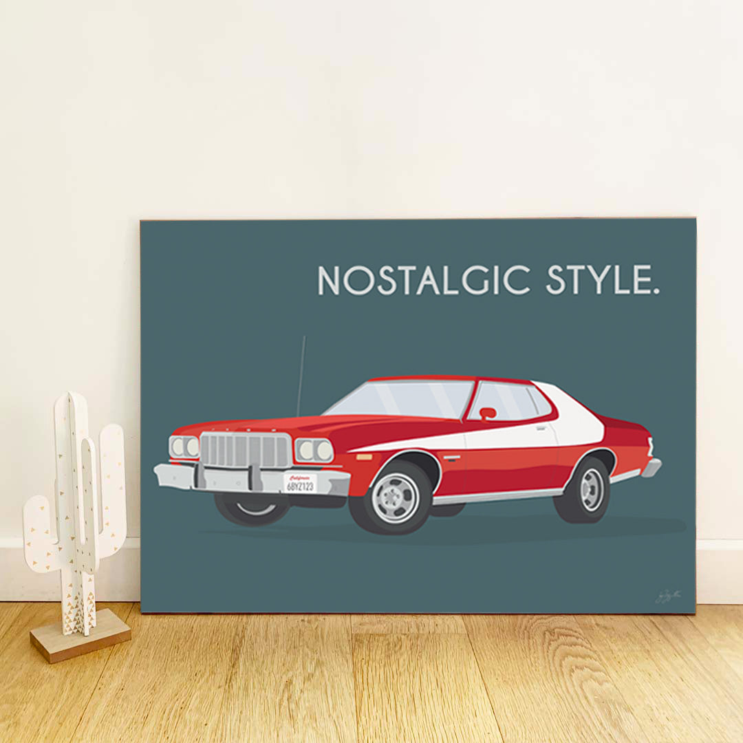 Affiche Grand Torino vintage – décoration murale inspirée des muscle cars américaines et du style rétro.