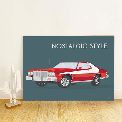 Affiche Grand Torino vintage – décoration murale inspirée des muscle cars américaines et du style rétro.