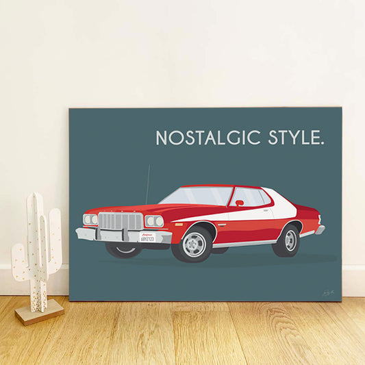 Affiche Grand Torino vintage – décoration murale inspirée des muscle cars américaines et du style rétro.