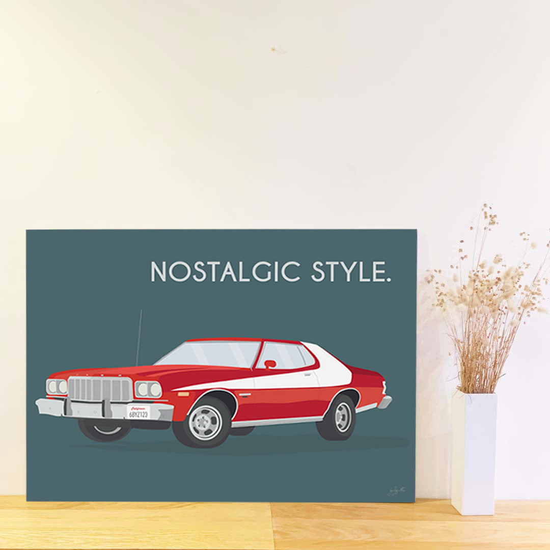Affiche Grand Torino vintage – décoration murale inspirée des muscle cars américaines et du style rétro.