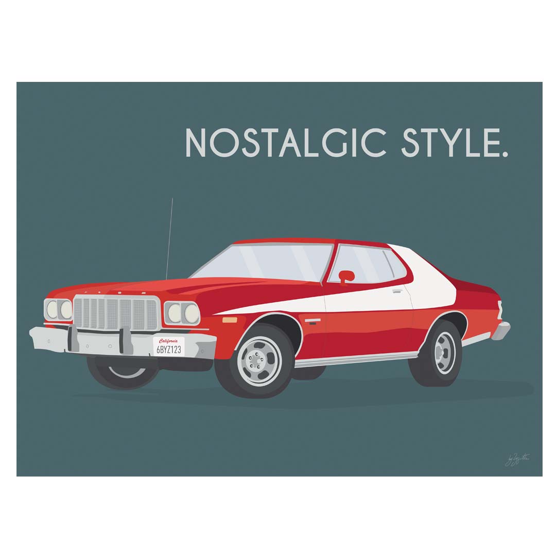 Affiche Grand Torino vintage – décoration murale inspirée des muscle cars américaines et du style rétro.