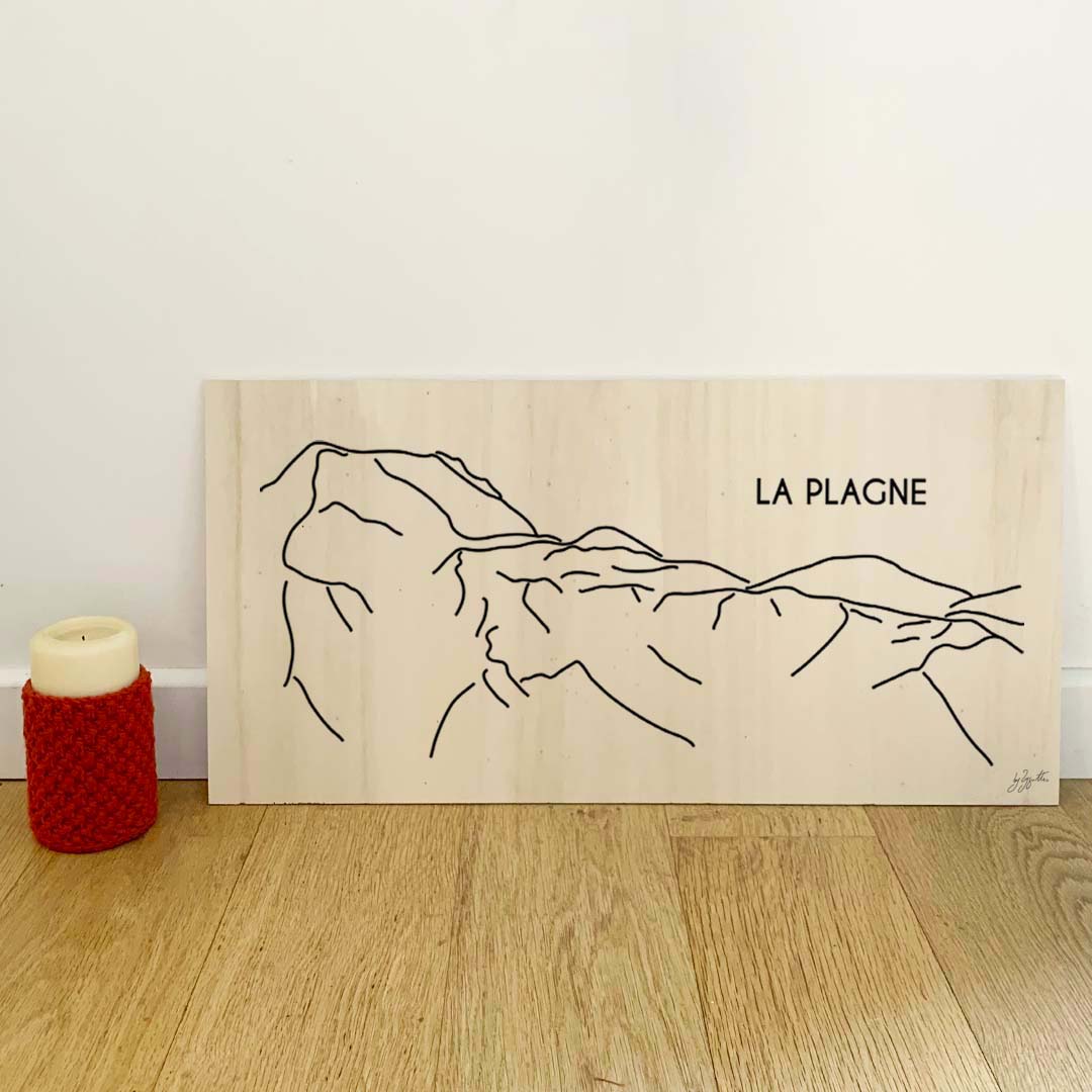 Affiche décorative La Plagne vintage représentant une station de ski des Alpes.