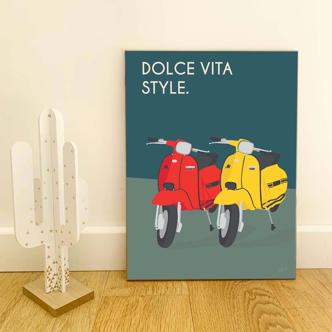Affiche Lambretta vintage – décoration murale inspirée du scooter italien et de la Dolce Vita.