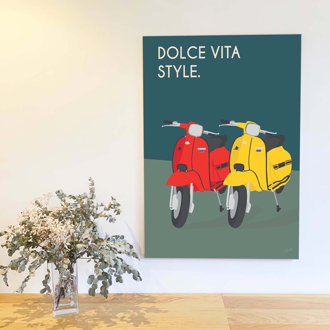 Affiche Lambretta vintage – décoration murale inspirée du scooter italien et de la Dolce Vita.