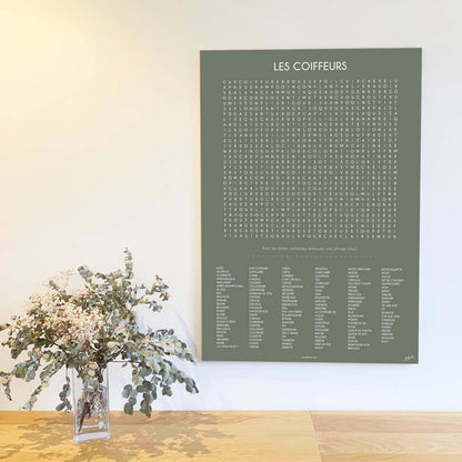 Affiche Les Coiffeurs collection Les Mots Font Le Job pour salon de coiffure.
