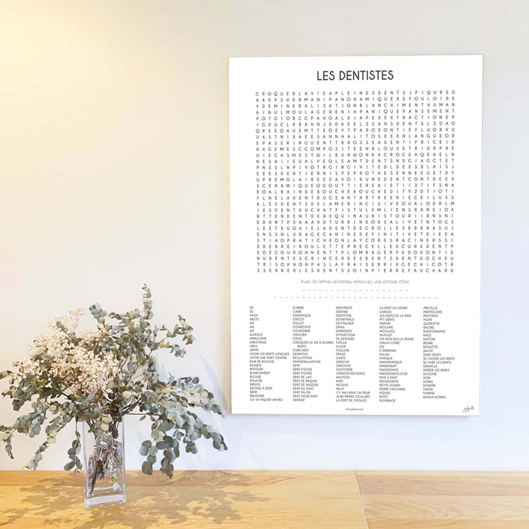 Affiche Les Dentistes collection Les Mots Font Le Job pour cabinet dentaire.

