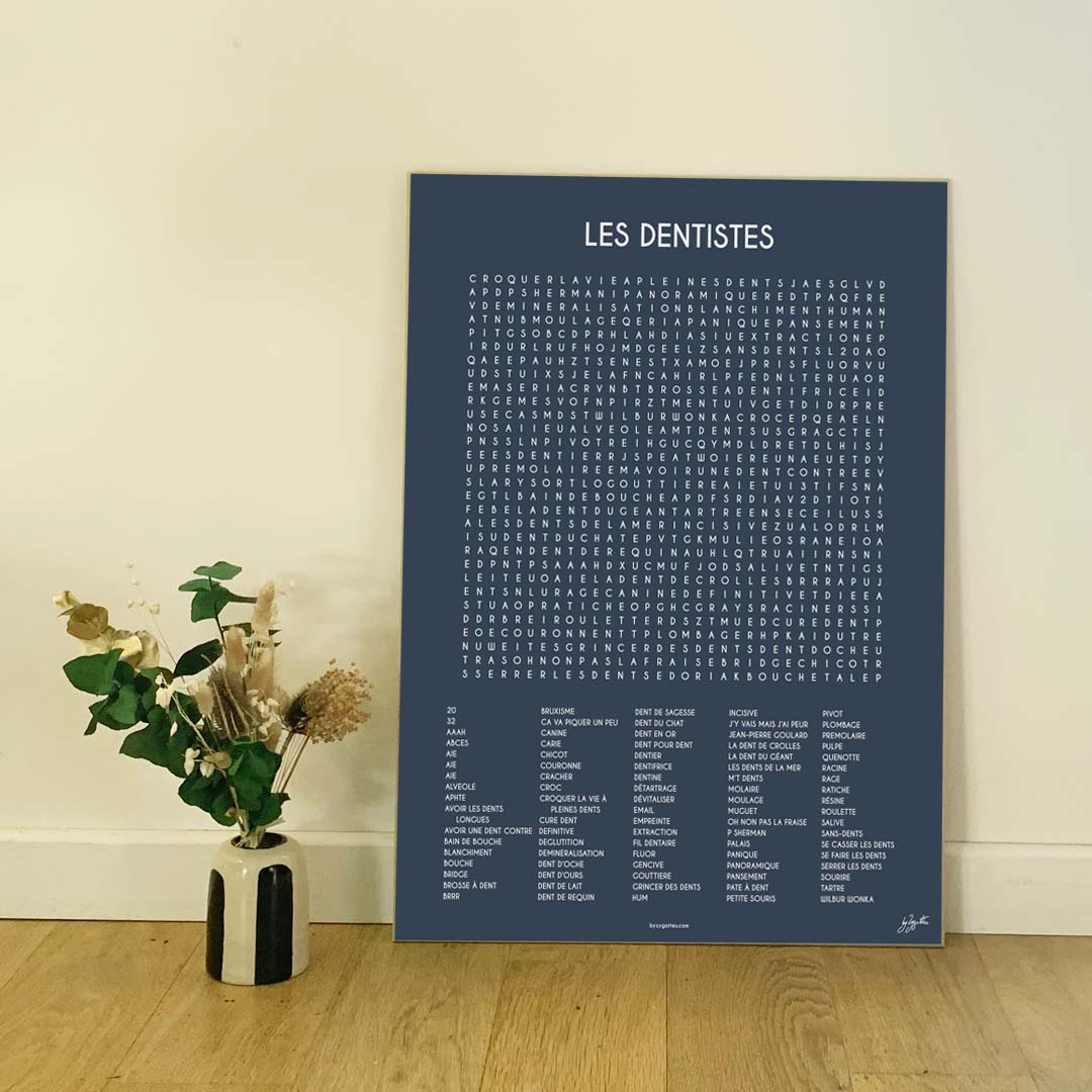Affiche Les Dentistes collection Les Mots Font Le Job pour cabinet dentaire.
