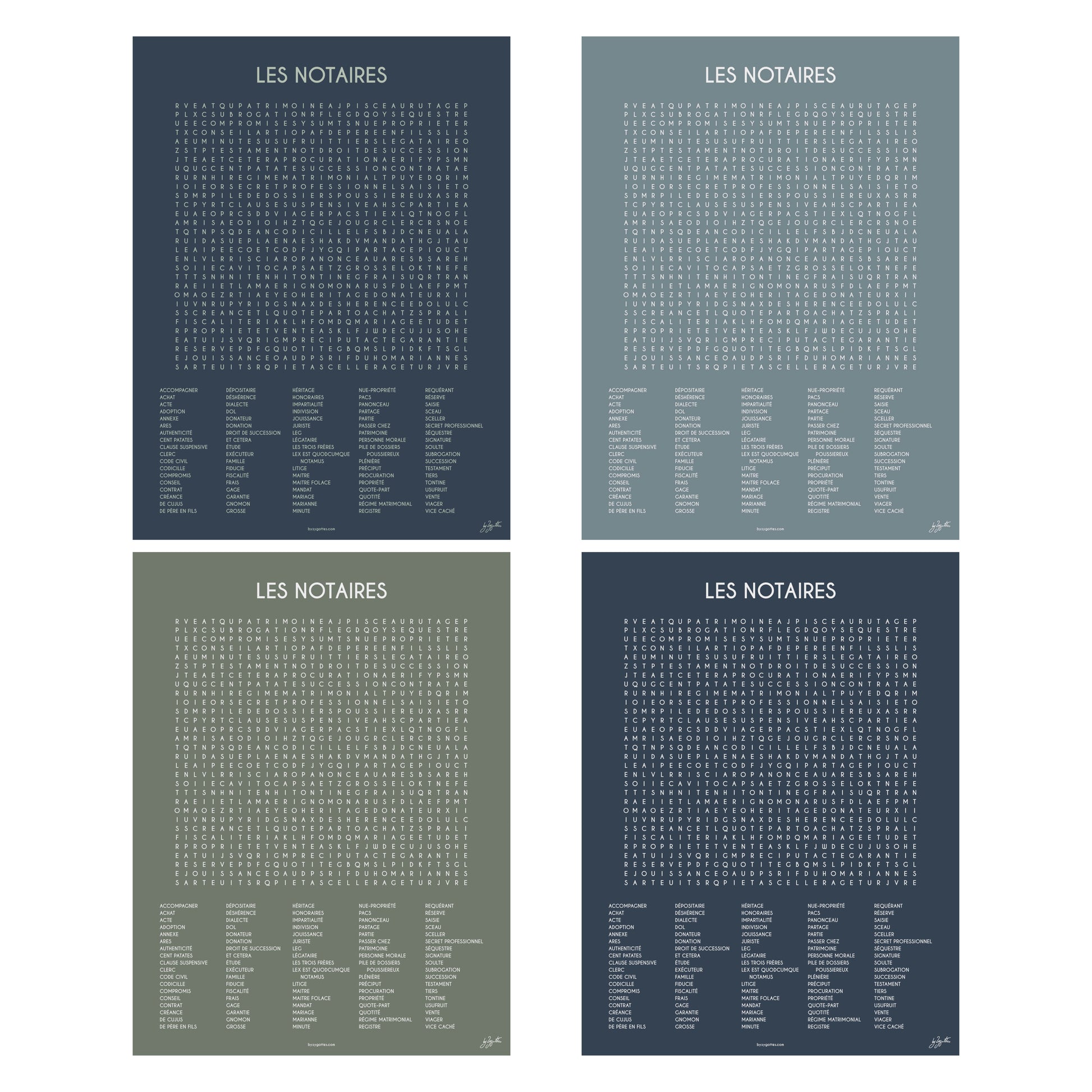 Affiche Les Notaires collection Les Mots Font Le Job pour étude notariale.
