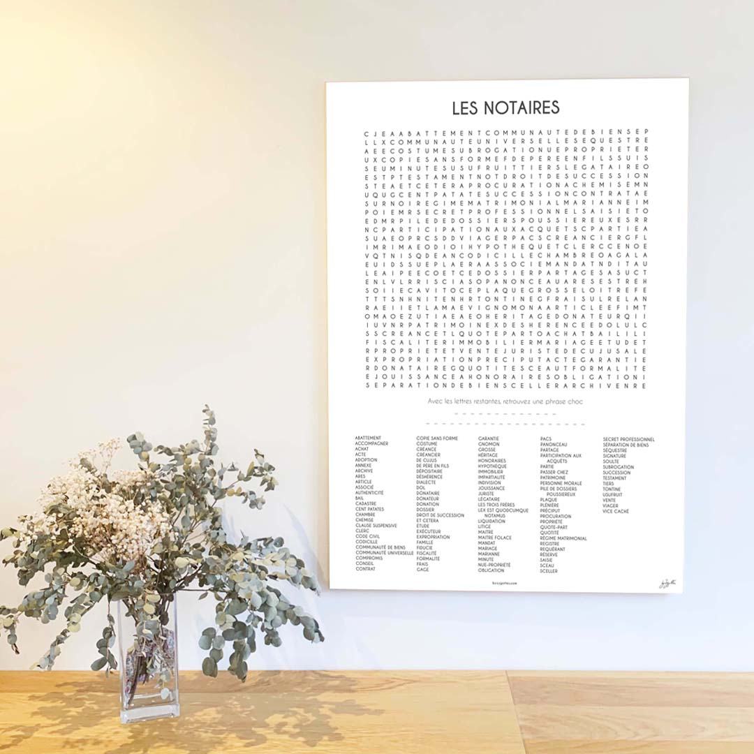 Affiche Les Notaires collection Les Mots Font Le Job pour étude notariale.
