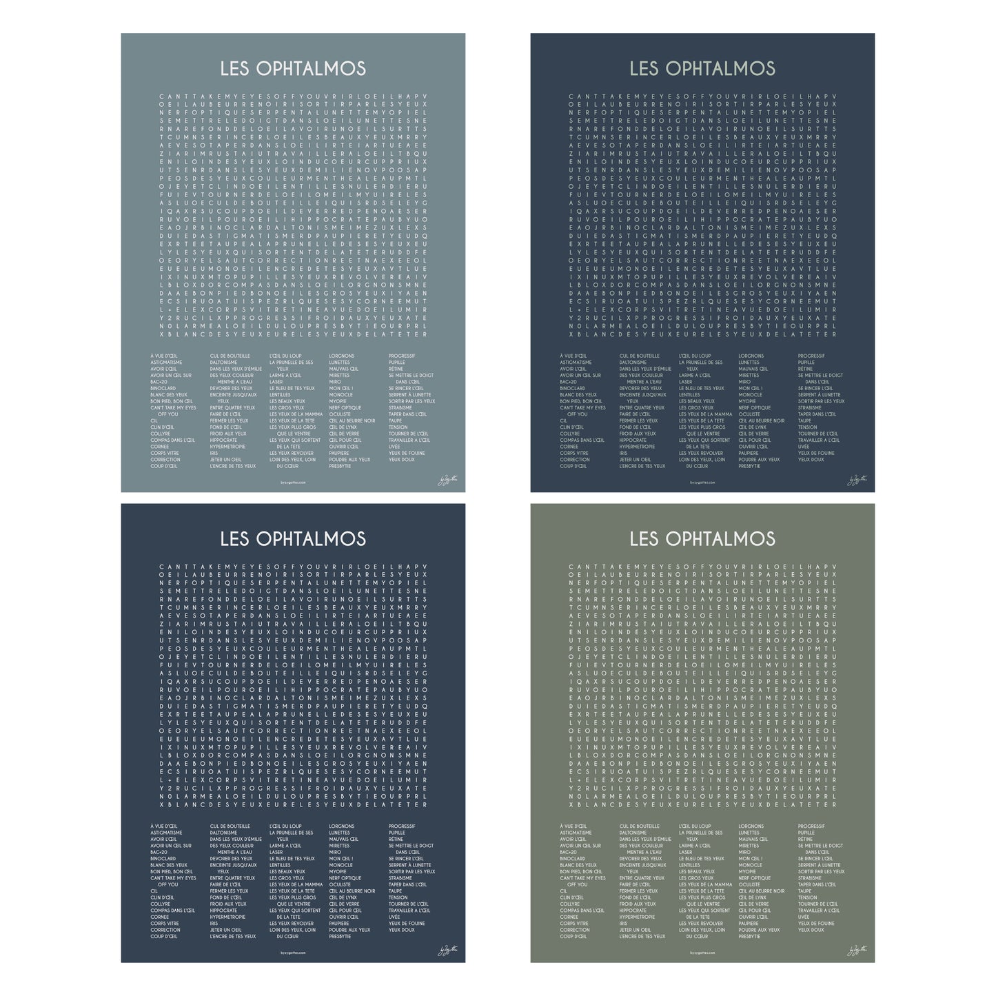 Affiche Les Ophtalmos collection Les Mots Font Le Job pour cabinet d'ophtalmologie.