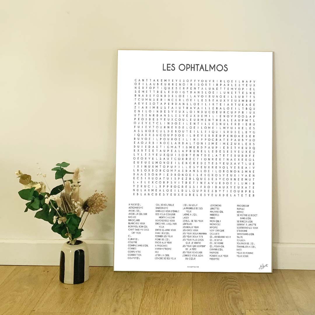 Affiche Les Ophtalmos collection Les Mots Font Le Job pour cabinet d'ophtalmologie.