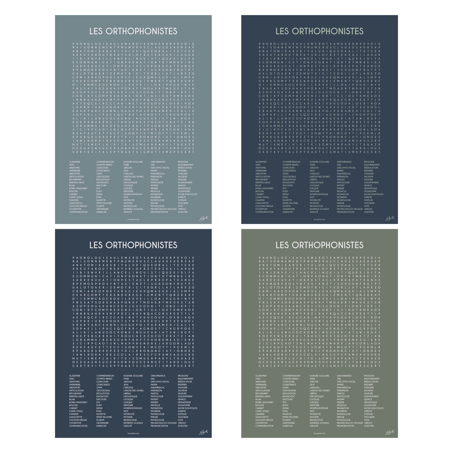 Affiche Les Orthophonistes collection Les Mots Font Le Job pour cabinet d'orthophonie.