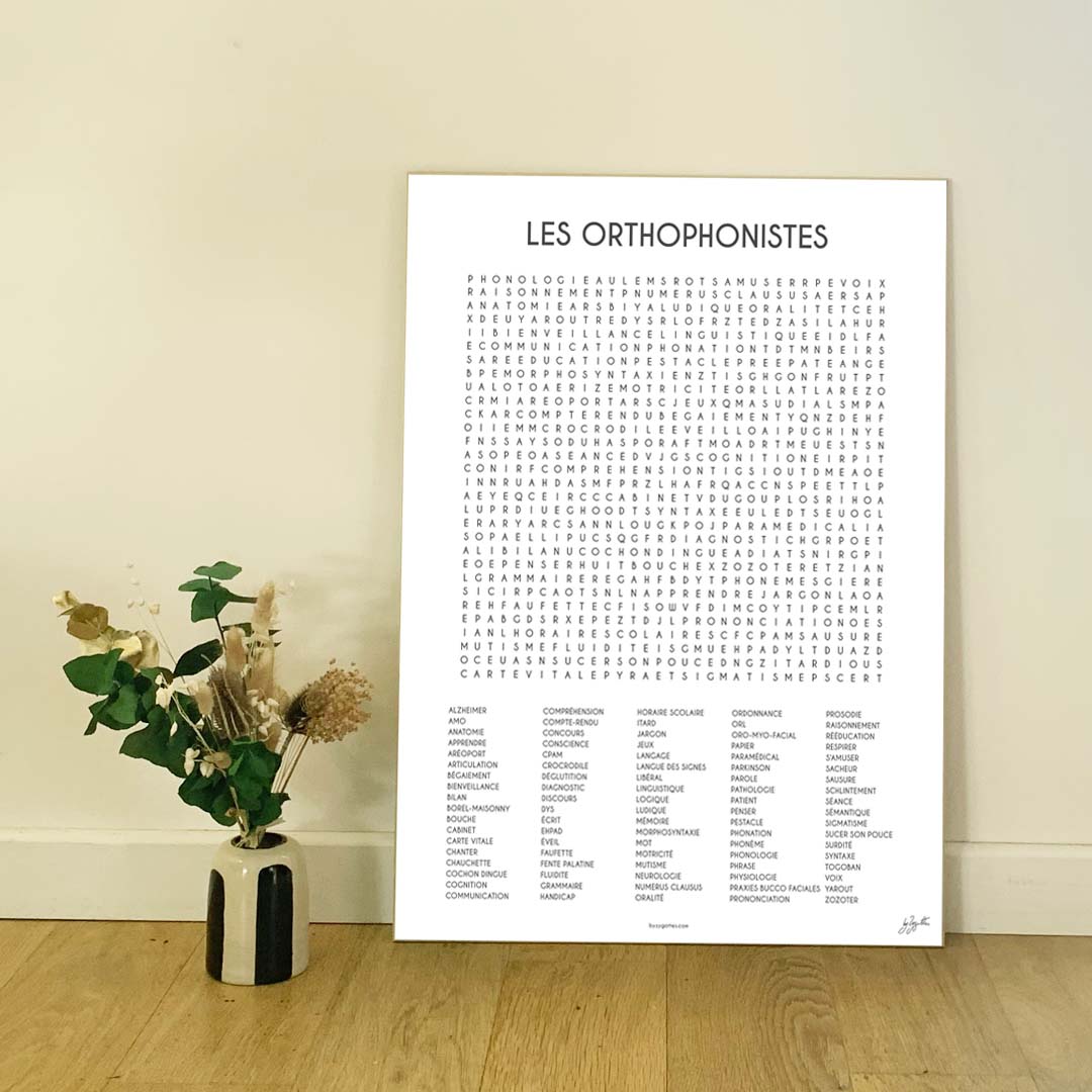 Affiche Les Orthophonistes collection Les Mots Font Le Job pour cabinet d'orthophonie.
