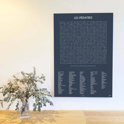 Affiche Les Pédiatres collection Les Mots Font Le Job pour cabinet de pédiatrie.
